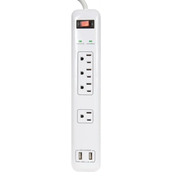 Prime Wire & Cable Surge Protector Strip with USB Charger