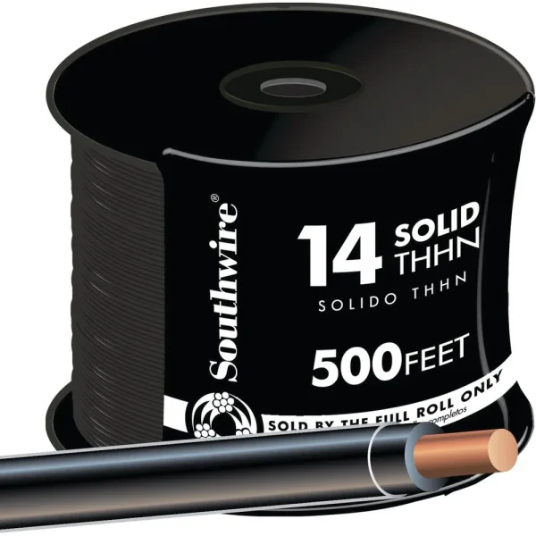 Southwire 500 ft. 14 AWG Black Solid THHN Wire