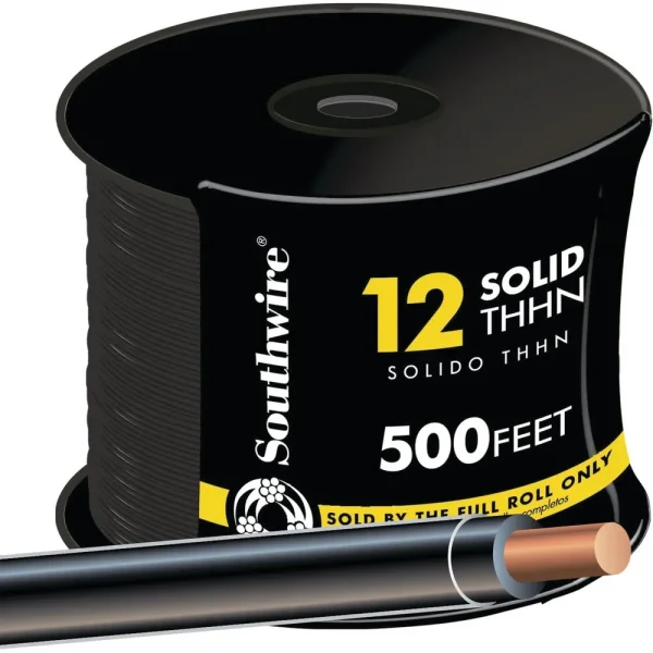 Southwire 500 Foot Solid Black 12 Awg Solid Thhn Wire