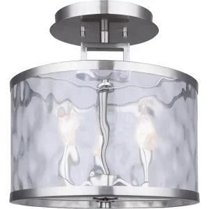 Home Impressions Cala Brushed Nickel Incandescent Semi-Flush Mount Light Fixture, 12 in