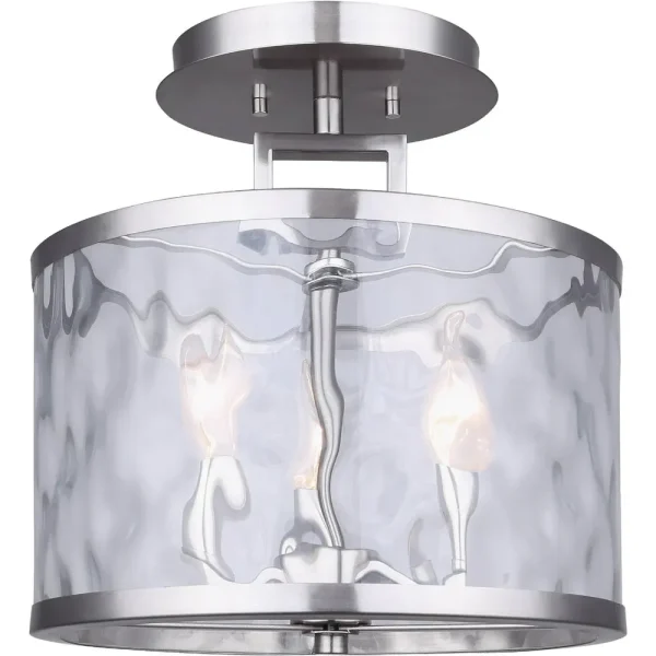 Home Impressions Cala Brushed Nickel Incandescent Semi-Flush Mount Light Fixture, 12 in