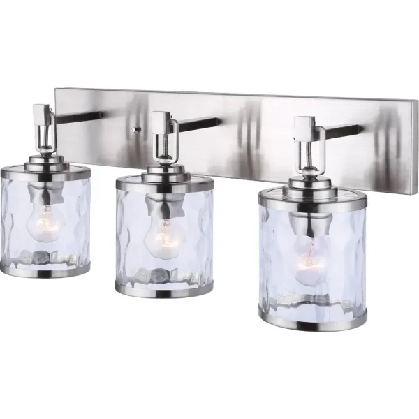 Home Impressions Cala Brushed Nickel 3 Bulb Bath Light Bar, 24.5 in