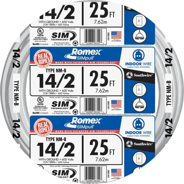 Romex 25 ft. 14-2 White Solid NMW/G Wire