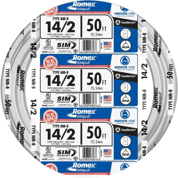 Romex 50 ft. 14-2 White Solid NMW/G Wire