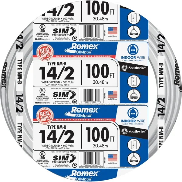 Romex 100 ft. 14-2 White Solid NMW/G Wire