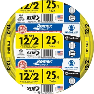 Romex 25 ft. 12-2 Yellow Solid NMW/G Wire