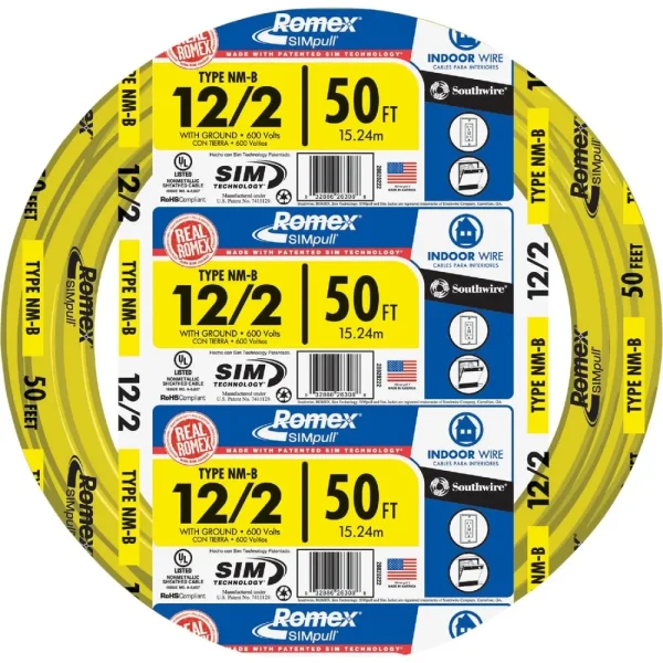 Romex 50 ft. 12-2 Yellow Solid NMW/G Wire