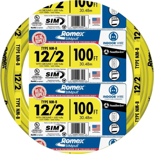 Romex 100 ft. 12-2 Yellow Solid NMW/G Wire