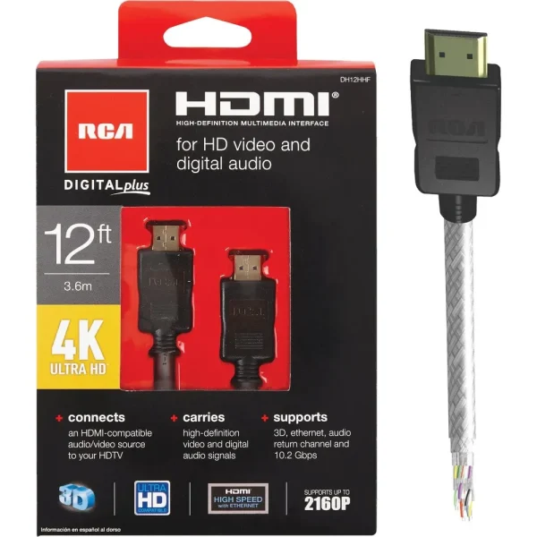 RCA 12′ White 4K Ultra Digital Plus HDMI Cable