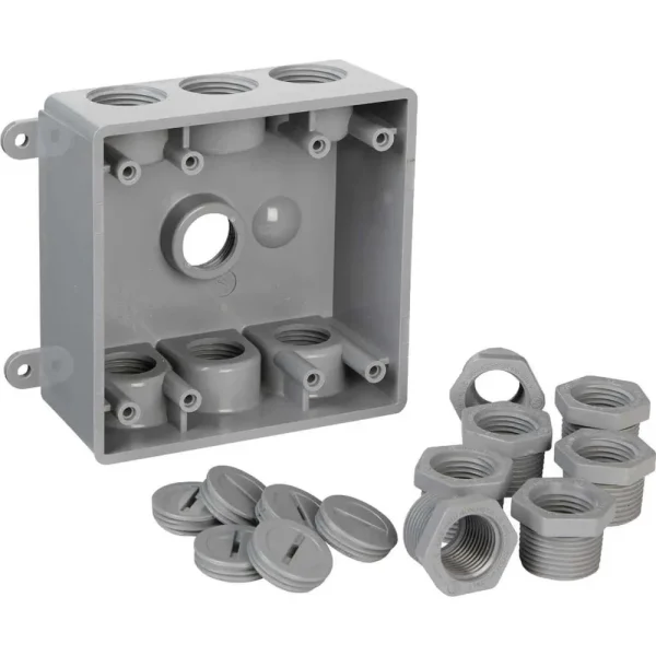 Bell 1/2 or 3/4 in. Plastic 2-Gang Outlet Box for Wet Location