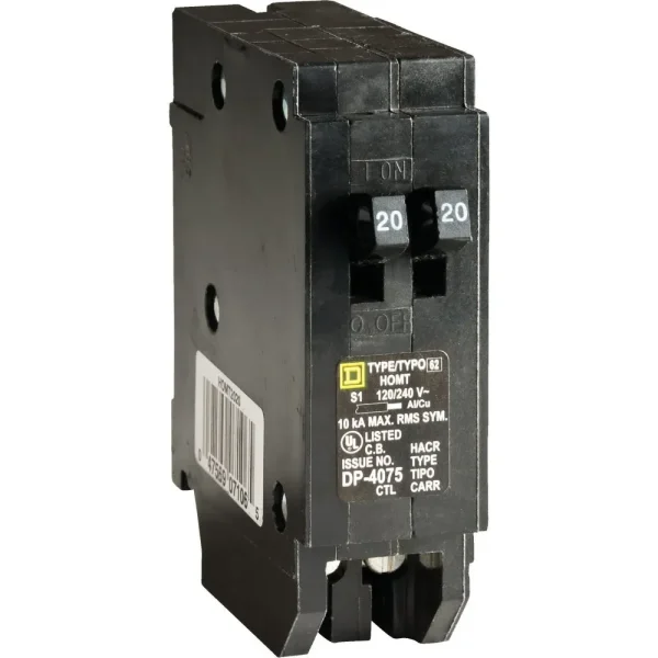 Square D Homeline 20A/20A Twin Single-Pole Tandem Circuit Breaker