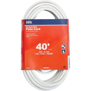 Do it Best White 16/3 Medium-Duty Patio Extension Cord, 40 ft