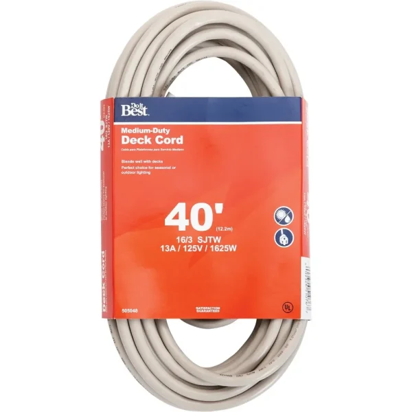 Do it Best Tan 16/3 Medium-Duty Patio Extension Cord, 40 ft