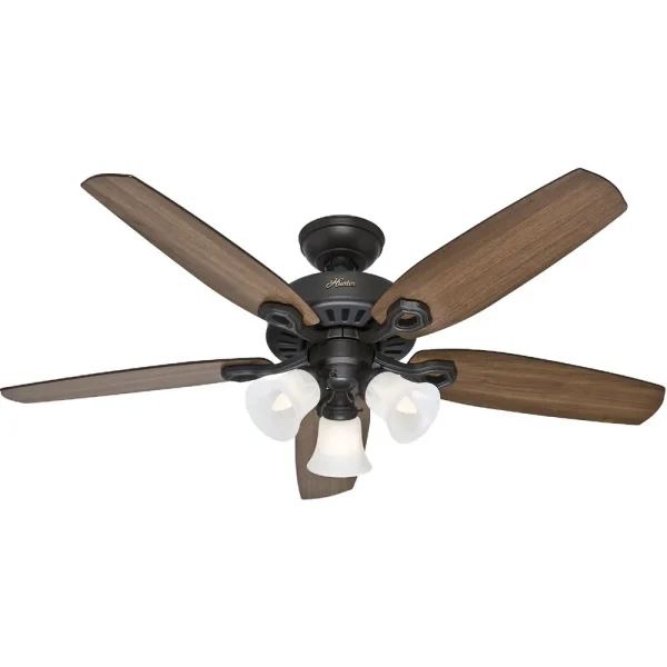Hunter Builder Plus New Bronze Ceiling Fan with Light Kit, 52 in
