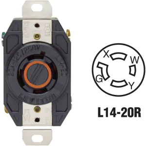 Leviton 20 Amp 125V/250V Black L14-20R Locking Outlet Receptacle