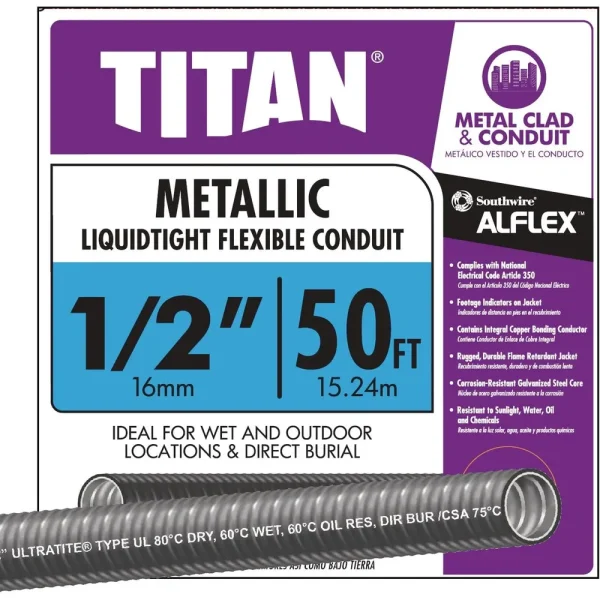 Southwire 1/2″ x 50′ Flexible Metal Conduit