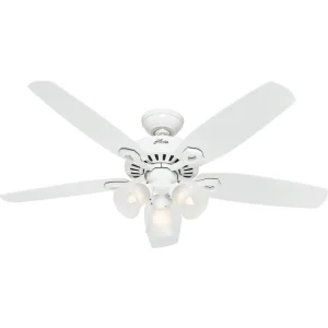 Hunter Builder Plus White Ceiling Fan with Light Kit, 52 in