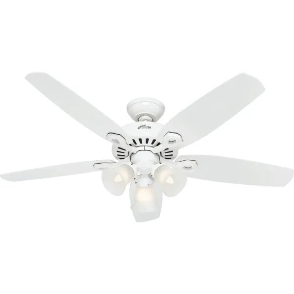 Hunter Builder Plus White Ceiling Fan with Light Kit, 52 in
