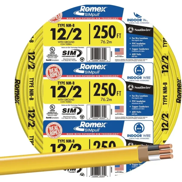 Romex 250 ft. 12-2 Yellow Solid NMW/G Wire