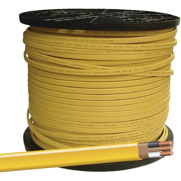Romex 1000 Foot 12-2 Yellow Solid NMW/G Wire