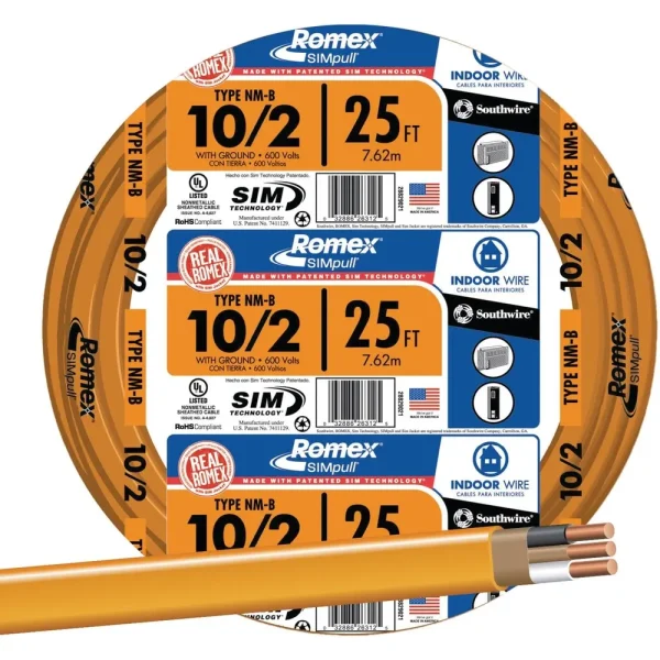 Romex 25 ft. 10-2 Orange Solid NMW/G Wire