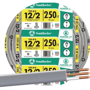 Southwire 250′ 12 AWG 2-Conductor UFW/G Wire