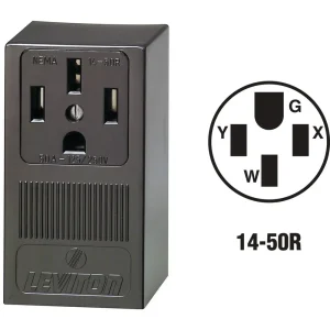 Leviton 50 Amp Surface Mount Black 14-50R Grounding Range Power Outlet