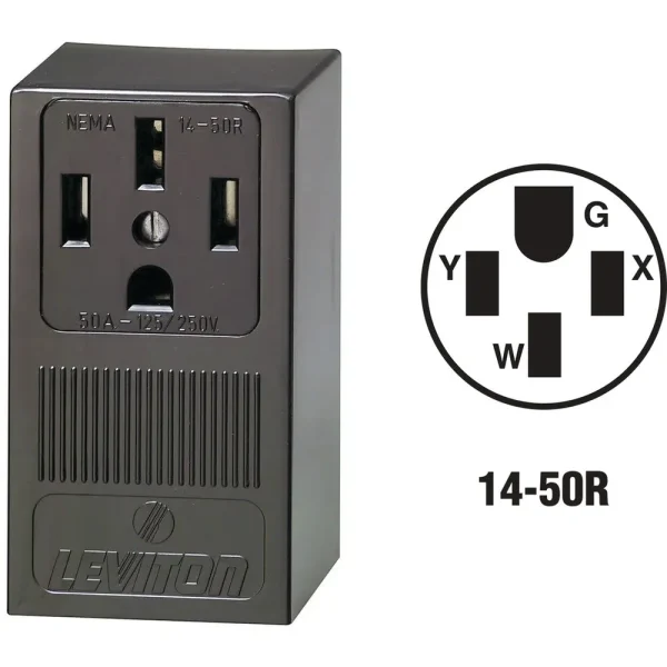 Leviton 50 Amp Surface Mount Black 14-50R Grounding Range Power Outlet