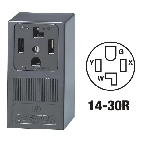 Leviton 30 Amp Surface Mount Black 14-30R 4-Wire Dryer Power Outlet