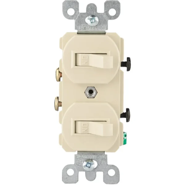 Leviton 1-Pole Ivory 15A Quiet Duplex Switch