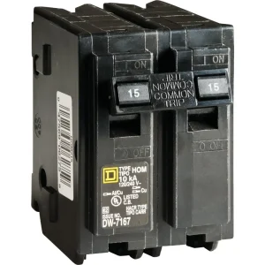 Square D Homeline 15A Double-Pole Circuit Breaker