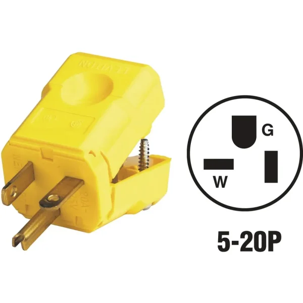 Leviton 20 Amp 125V 3-Wire 2-Pole Yellow Python Cord Plug