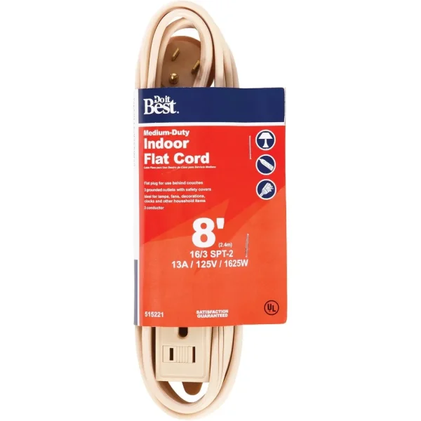 Do it Best Tan 16/3 Flat Plug Extension Cord, 8 ft