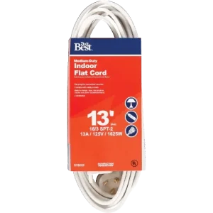 Do it Best White 16/3 Flat Plug Extension Cord, 13 ft