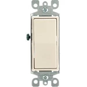 Leviton Decora Illuminated Rocker Light Almond 15A 3-Way Switch