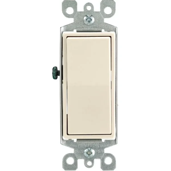 Leviton Decora Illuminated Rocker Light Almond 15A 3-Way Switch
