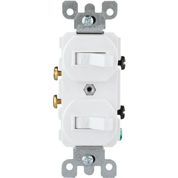 Leviton 1-Pole White 15A Quiet Duplex Switch