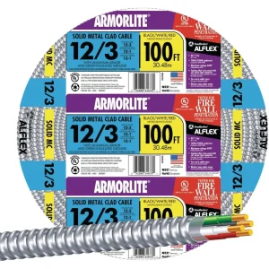 Southwire 100′ 12/3 MC Aluminum Armored Cable