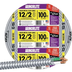 Southwire 100′ 12/2 MC Aluminum Armored Cable