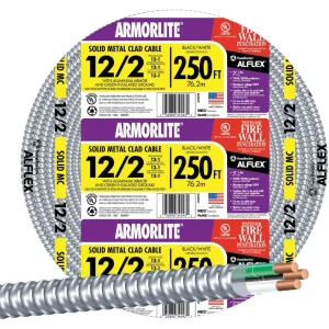 Southwire 250′ 12/2 MC Aluminum Armored Cable
