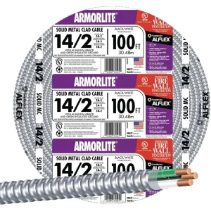 Southwire 100′ 14/2 MC Aluminum Armored Cable