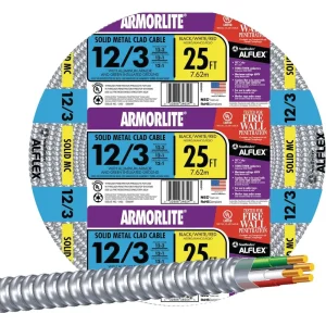 Southwire 25′ 12/3 MC Aluminum Armored Cable