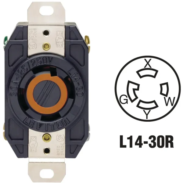 Leviton 30 Amp Black Industrial Grade Locking Outlet Receptacle