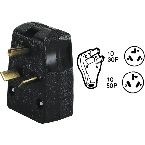 Leviton 30A/50A 250V 3-Wire 3-Pole Black Range/Dryer Cord Plug