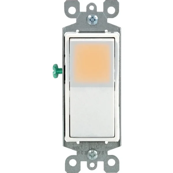 Leviton Decora Illuminated Rocker White 15A 3-Way Switch