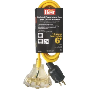 Do it Best Yellow 14/3 Circuit Breaker Protected Extension Cord, 6 ft