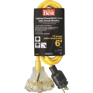Do it Best Yellow 12/3 Circuit Breaker Protected Extension Cord, 6 ft