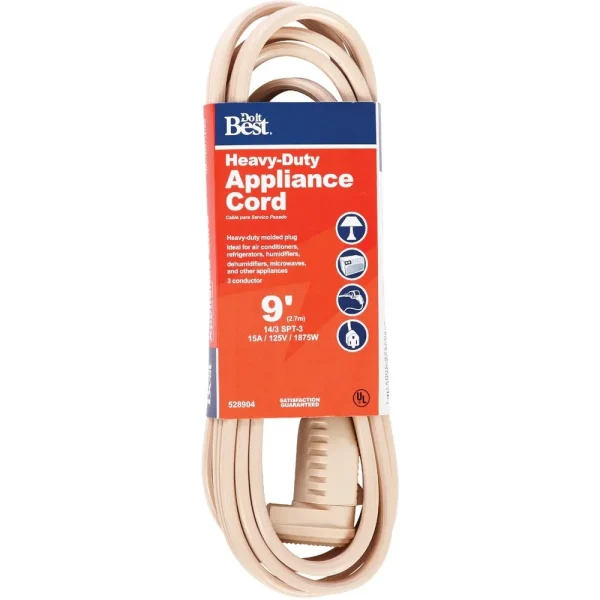Do it Best Beige 14/3 15A Heavy-Duty Appliance Cord, 9 ft