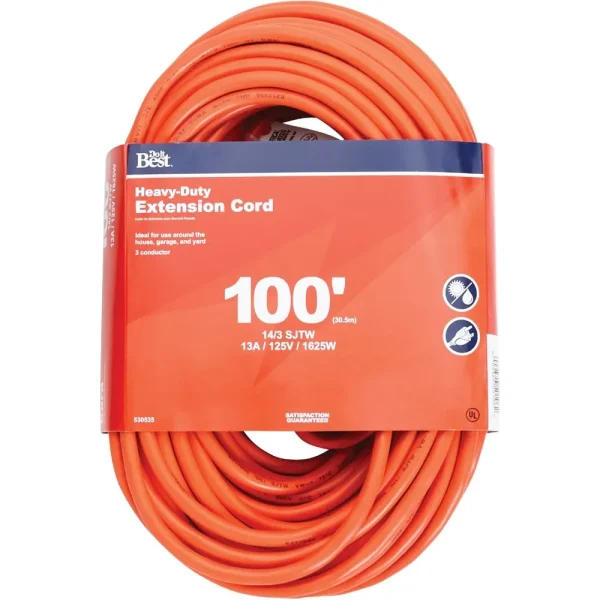 Do it Best Orange 14/3 Heavy-Duty Outdoor Extension Cord, 100 ft