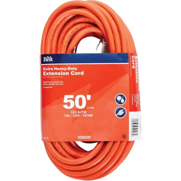 Do it Best Orange 12/3 Heavy-Duty Outdoor Extension Cord, 50 ft